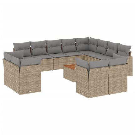 Soffgrupp för trädgården med dynor 13 delar beige konstrotting