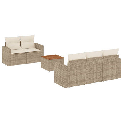 Soffgrupp för trädgården med dynor 6 delar beige konstrotting