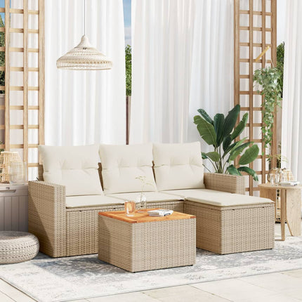 Soffgrupp för trädgården med dynor 5 delar beige konstrotting
