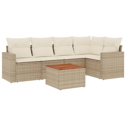 Soffgrupp för trädgården med dynor 6 delar beige konstrotting