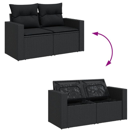 Loungegrupp med dynor 12 delar svart konstrotting