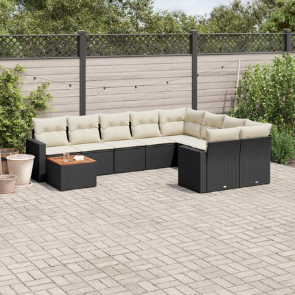 Loungegrupp 10 delar med svarta dynor konstrotting
