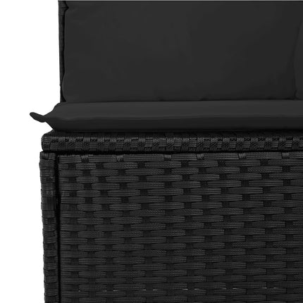 Soffgrupp för trädgård med dynor 4 delar svart konstrotting