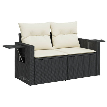 Loungegrupp med dynor 6 delar svart konstrotting