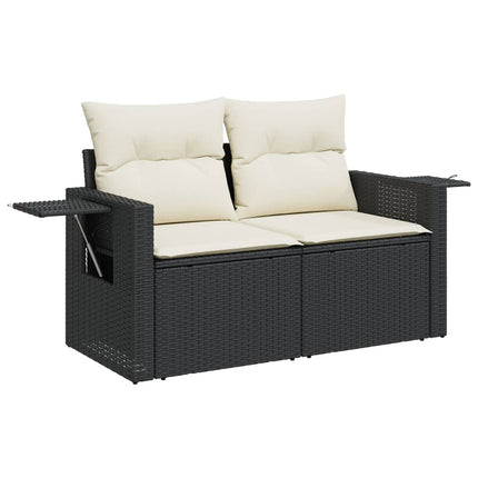 Loungegrupp med dynor 6 delar svart konstrotting