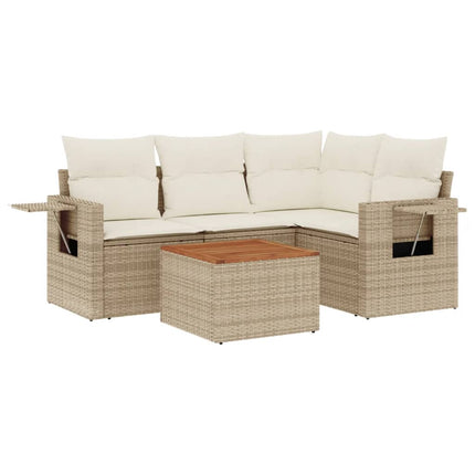 Soffgrupp för trädgården med dynor 5 delar beige konstrotting