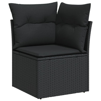 Loungegrupp med dynor 6 delar svart konstrotting