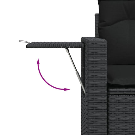 Loungegrupp med dynor 6 delar svart konstrotting