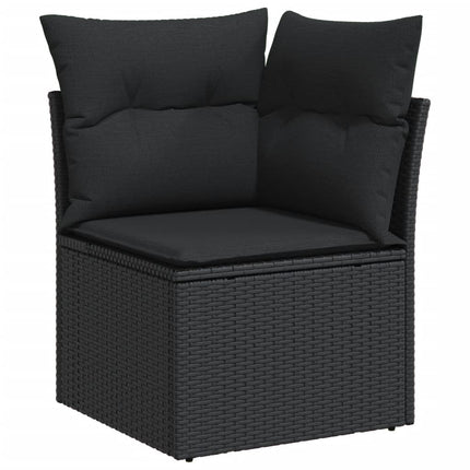Loungegrupp med dynor 6 delar svart konstrotting