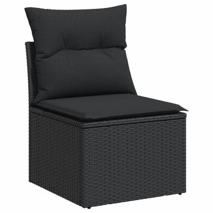 Loungegrupp med dynor 6 delar svart konstrotting