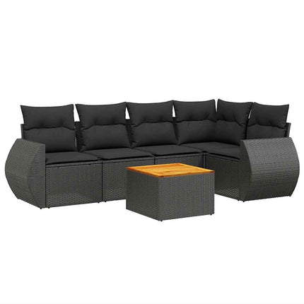 Loungegrupp med dynor 6 delar svart konstrotting