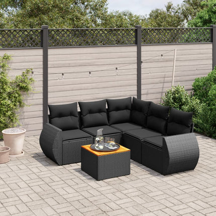 Loungegrupp med dynor 6 delar svart konstrotting