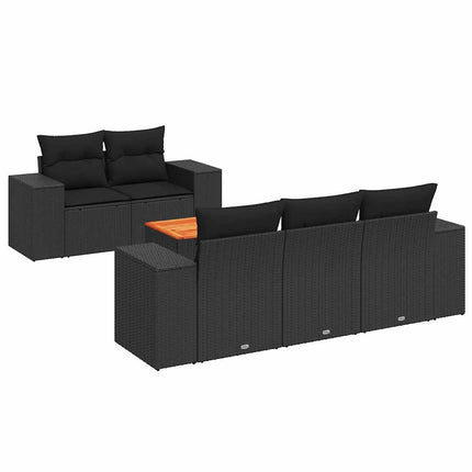 Loungegrupp med dynor 6 delar svart konstrotting