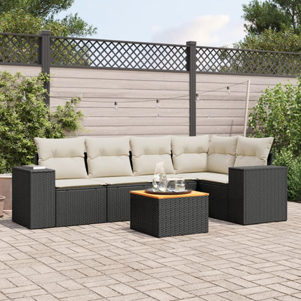 Loungegrupp med dynor 6 delar svart konstrotting