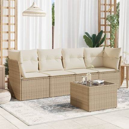Soffgrupp för trädgården med dynor 5 delar beige konstrotting