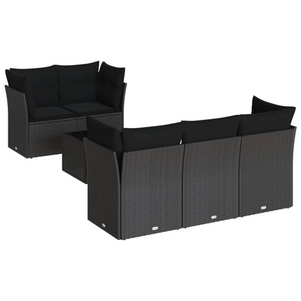 Loungegrupp med dynor 6 delar svart konstrotting