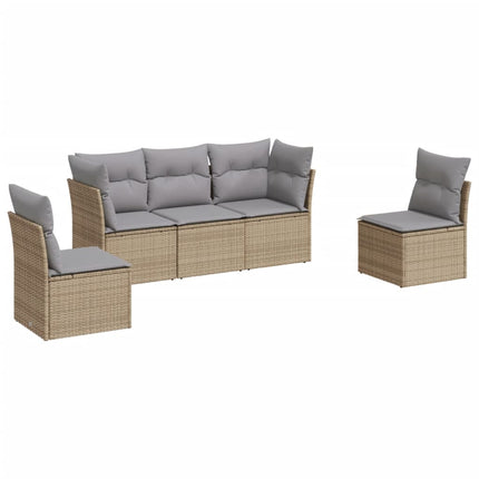Soffgrupp för trädgården med dynor 5 delar beige konstrotting