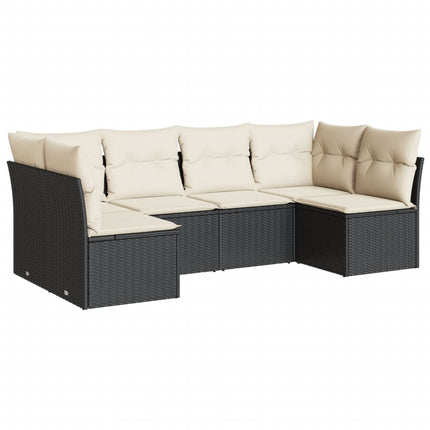 Loungegrupp med dynor 6 delar svart konstrotting