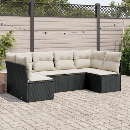 Loungegrupp med dynor 6 delar svart konstrotting
