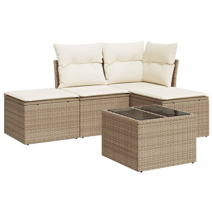 Soffgrupp för trädgården med dynor 5 delar beige konstrotting