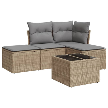 Soffgrupp för trädgården med dynor 5 delar beige konstrotting