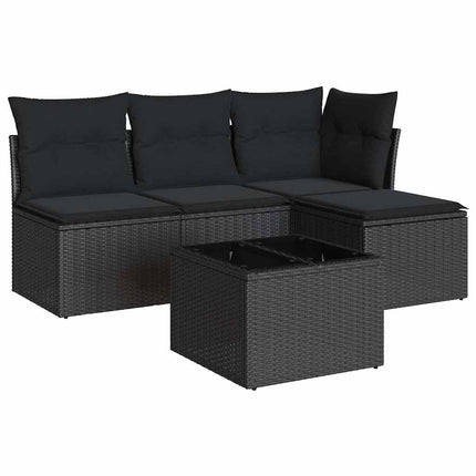 Loungegrupp för trädgården med dynor 5 delar svart konstrotting