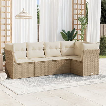 Soffgrupp för trädgården med dynor 5 delar beige konstrotting