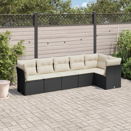 Loungegrupp med dynor 6 delar svart konstrotting