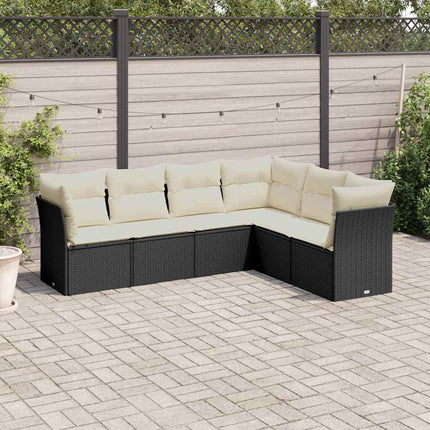 Loungegrupp med dynor 6 delar svart konstrotting