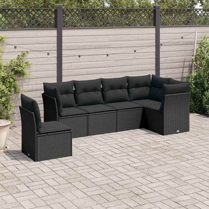 Loungegrupp med dynor 6 delar svart konstrotting