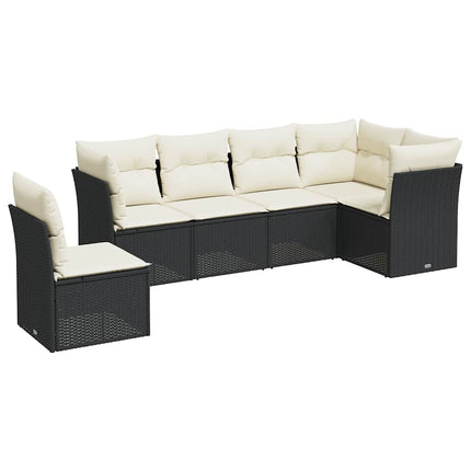 Loungegrupp med dynor 6 delar svart konstrotting
