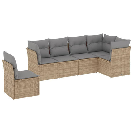 Soffgrupp för trädgården med dynor 6 delar beige konstrotting