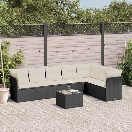 Loungegrupp för trädgården med dynor 8 delar svart konstrotting