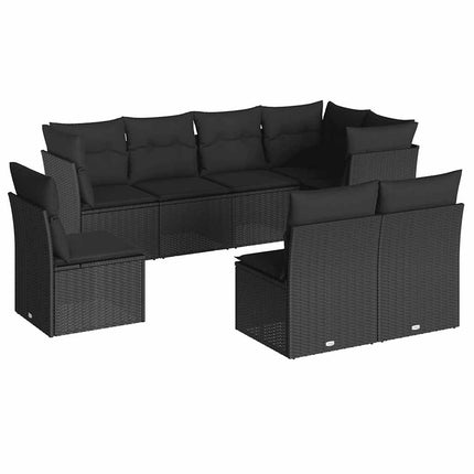 Loungegrupp för trädgården med dynor 8 delar svart konstrotting