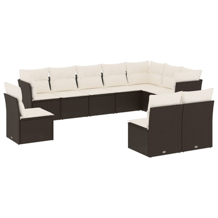 Loungegrupp 10 delar med svarta dynor konstrotting