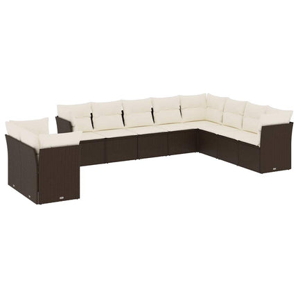 Loungegrupp 10 delar med brun dynor konstrotting