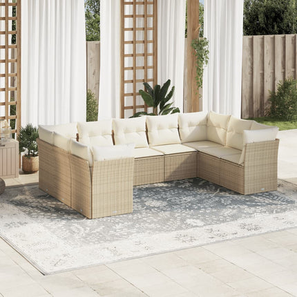 Soffgrupp för trädgården med dynor 9 delar beige konstrotting