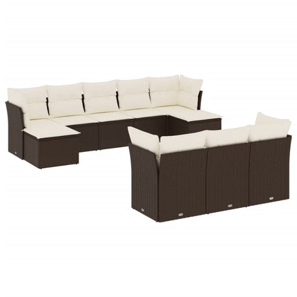 Loungegrupp 10 delar med brun dynor konstrotting