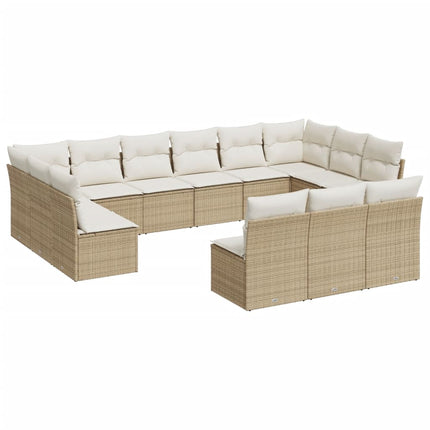 Soffgrupp för trädgården med dynor 13 delar beige konstrotting