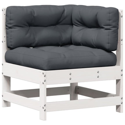 Loungegrupp med dynor 8 delar vit massiv furu