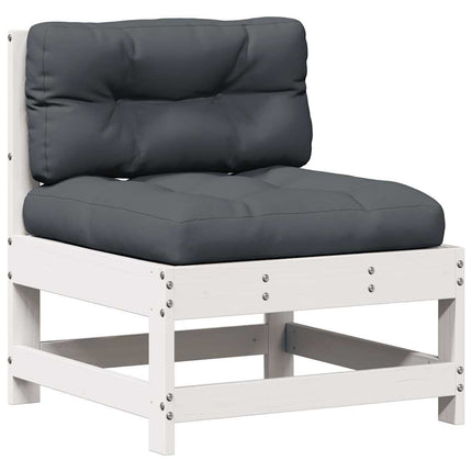 Loungegrupp med dynor 6 delar vit massiv furu