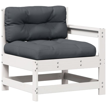 Loungegrupp med dynor 6 delar vit massiv furu