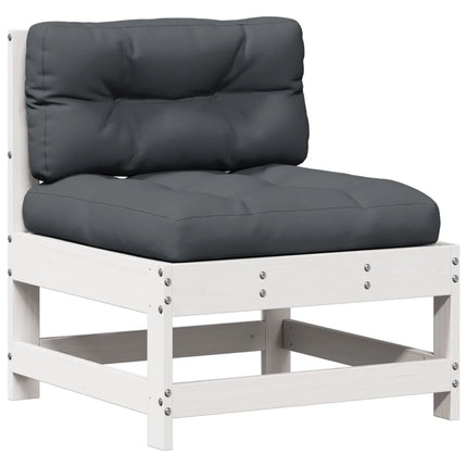 Loungegrupp med dynor 6 delar vit massiv furu