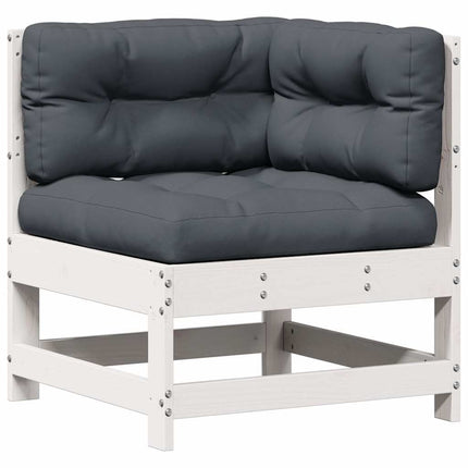 Loungegrupp med dynor 7 delar vit massiv furu