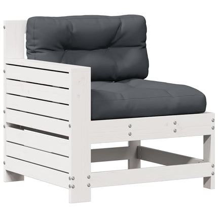 Loungegrupp med dynor 7 delar vit massiv furu