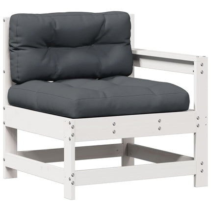 Loungegrupp med dynor 6 delar vit massiv furu