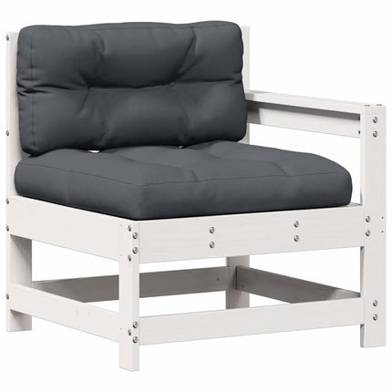 Loungegrupp med dynor 7 delar vit massiv furu
