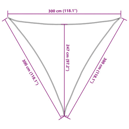Solsegel 160 g/m² triangulär ljusgrå 3x3x3 m HDPE