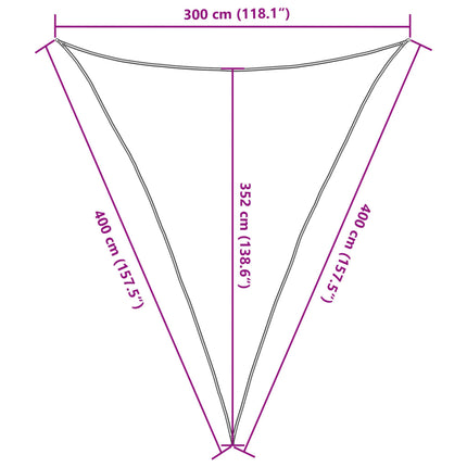 Solsegel 160 g/m² triangulär ljusgrå 3x4x4 m HDPE