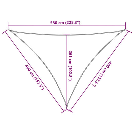 Solsegel 160 g/m² triangulär ljusgrå 4x4x5,8 m HDPE